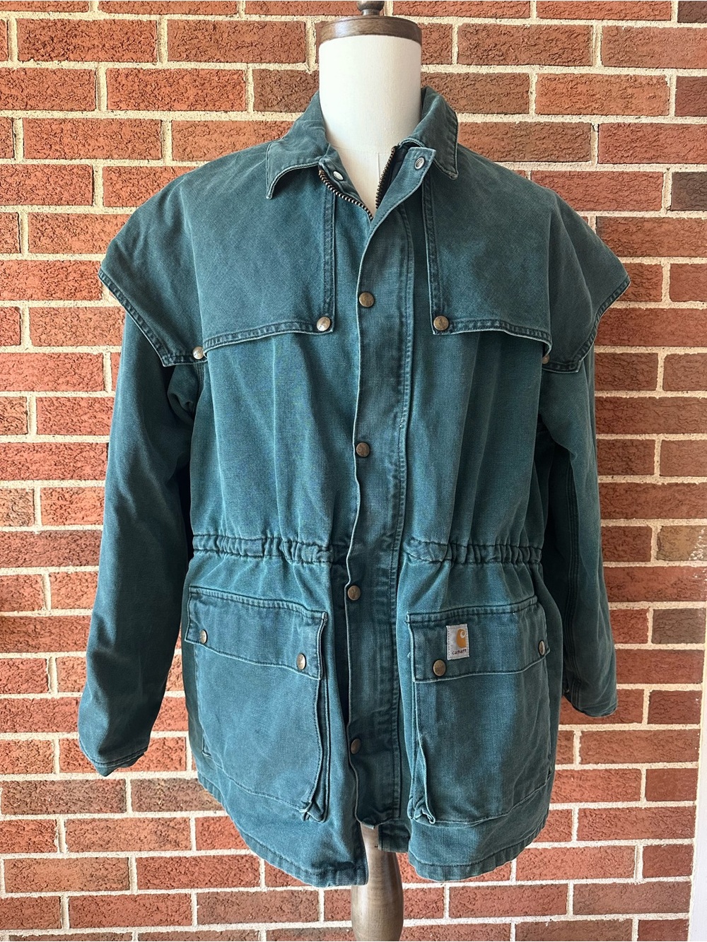 Vintage Carhartt Duck Chore Flannel Lined Duster Jacket CW043 HTG, XL